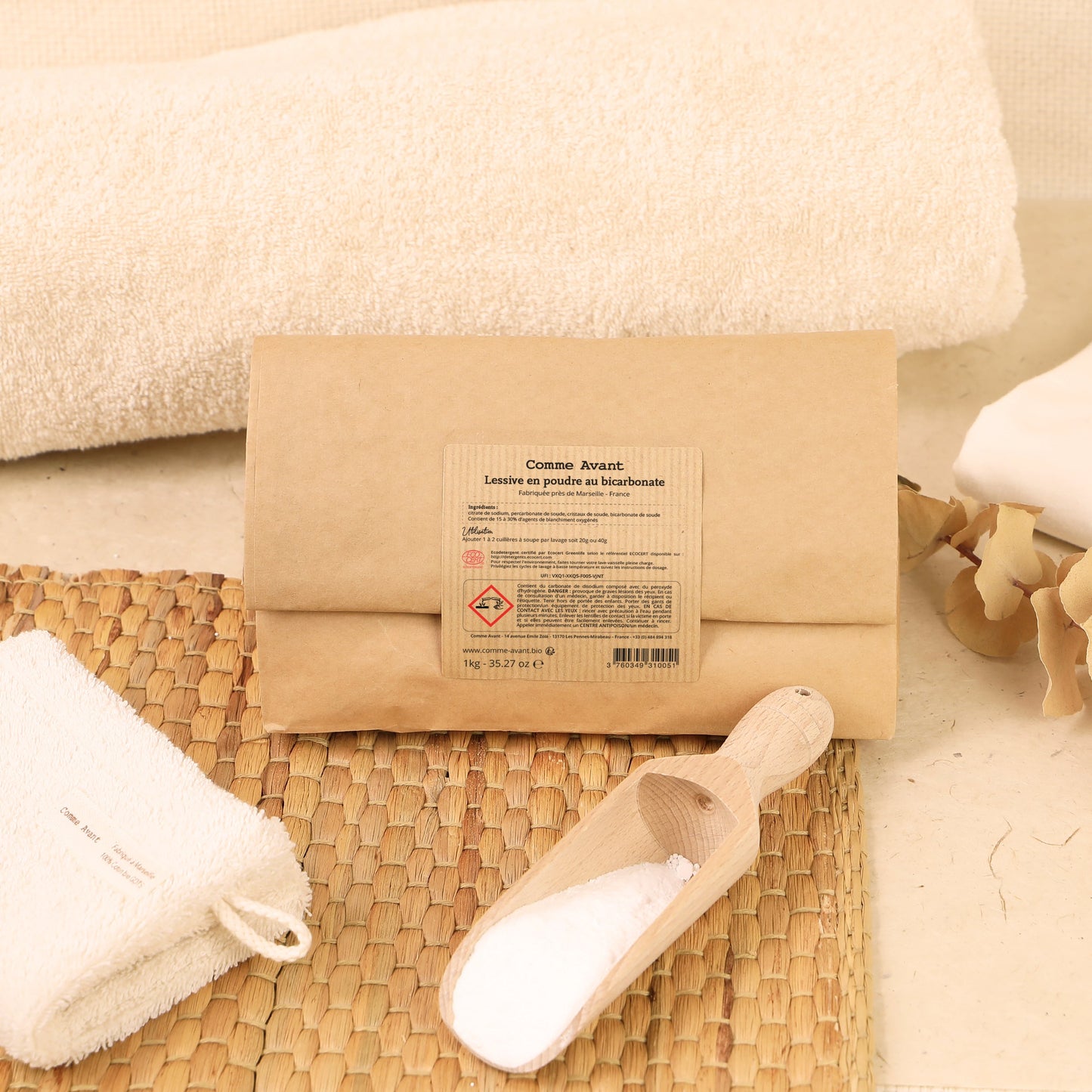 Comme Avant - Lessive en poudre - Certifiée Ecodétergent - 1kg - 50 lavages