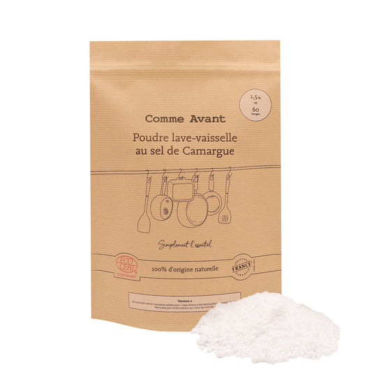 Comme Avant - Poudre lave-vaisselle au sel de Camargue - Certifié Ecodétergent - 1,5kg - 60 lavages