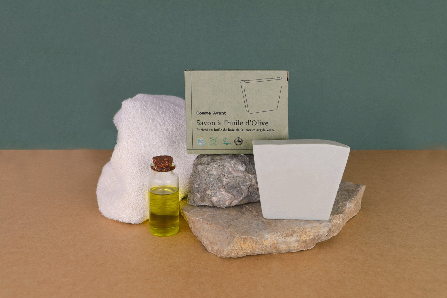 Comme Avant - Soap enriched with laurel berry oil and green clay - Version 1 - 100g 